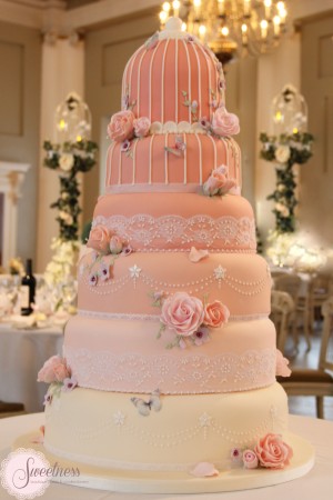 Birdcage wedding cake, London wedding cakes, Ombre wedding cakes