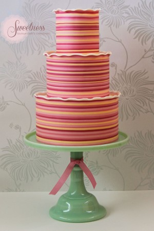 Stripe wedding cake, wedding cakes london, bright and bold wedding cakes, ombre wedding cakes